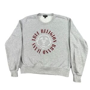 True Religion Gray Buddha Relaxed Pull-over Mens Size XL School Preppy Hip